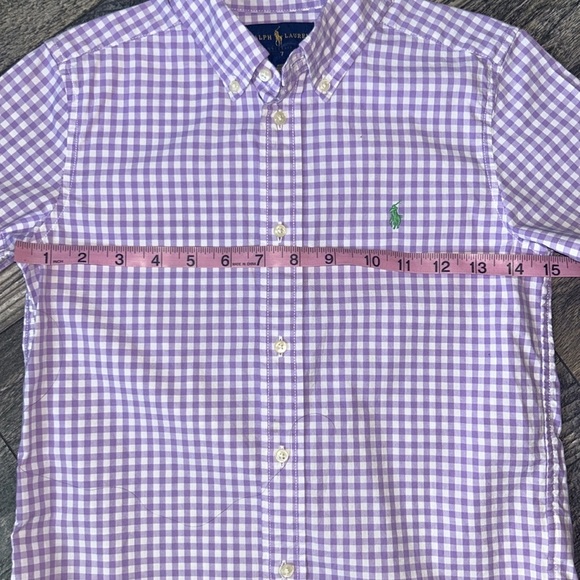 Ralph Lauren Polo Purple Checkered Gingham Boy’s Shirt Size 7 Spring Summer - Picture 4 of 5